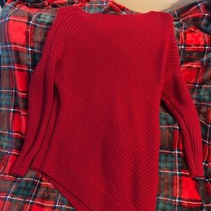 BCBGMaxAzaria Red Asymmetrical Sweater